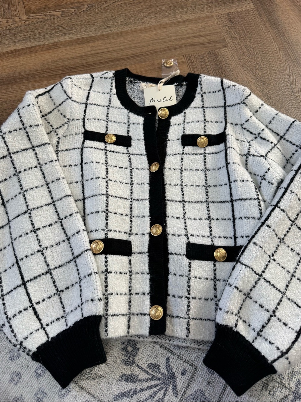 Marled Windowpane Cardigan Jacket NWT